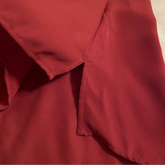 Laundry by Shelli Segal XS Maroon Sleeveless Ruffled Mock Neck Blouse Tank Top - Picture 7 of 9